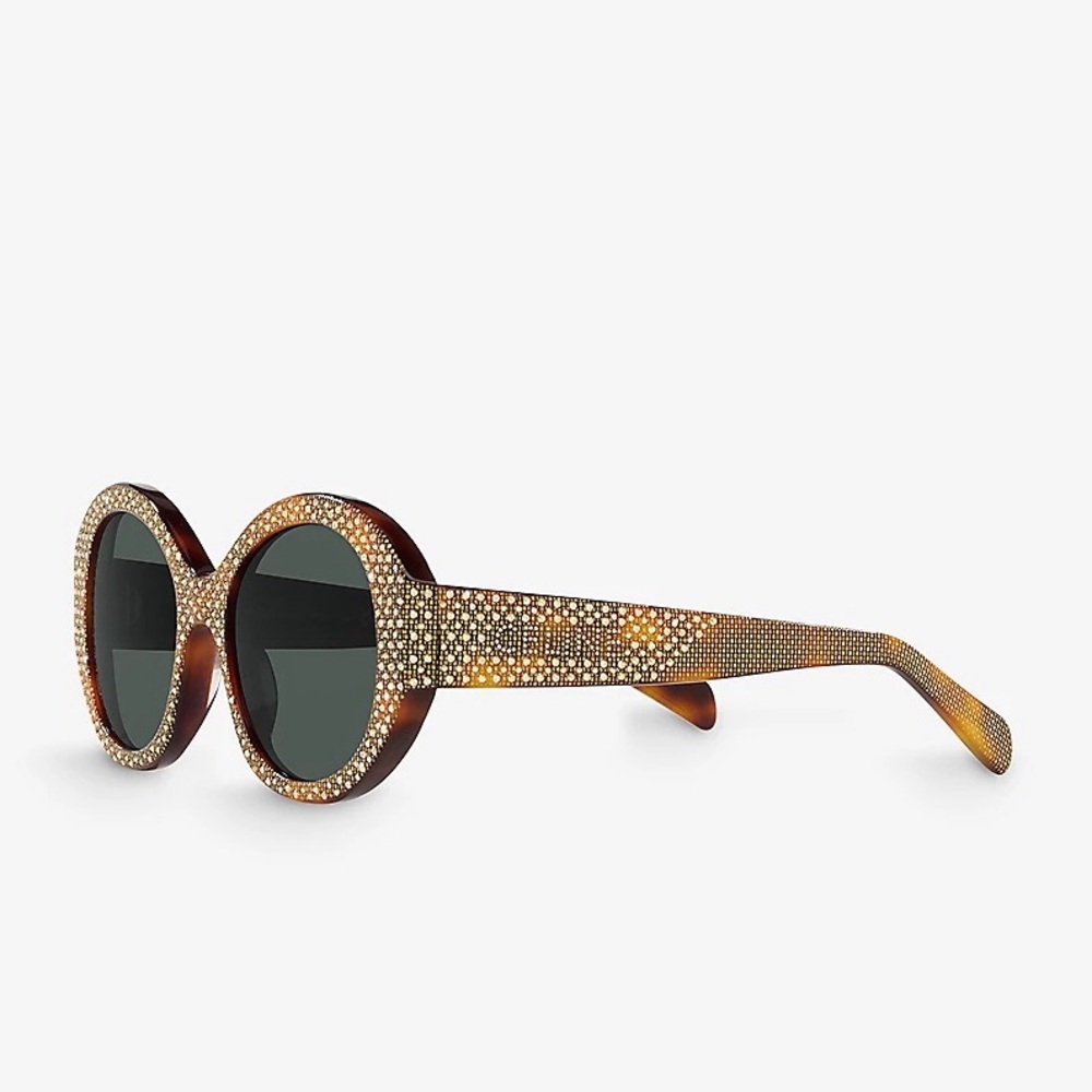 CELINE Round Sunglasses in Acetate with Crystals - Picture 3 of 10